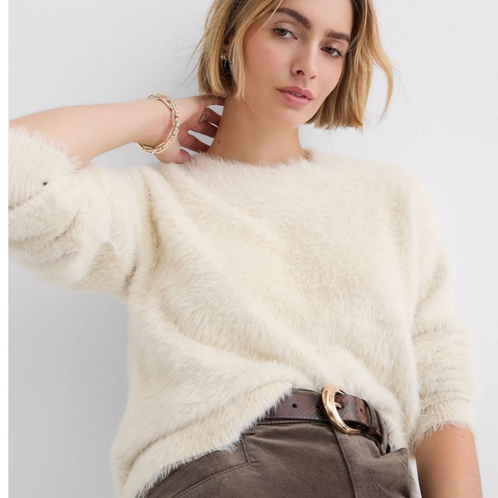 LOFT Soft Cream Fuzzy Sweater